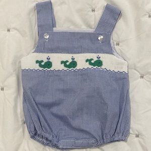 Petit Bebe Smocked Whale Bubble 3M - Never worn